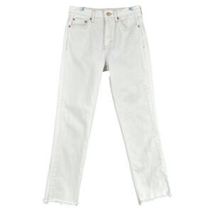 Topshop White Frayed Hem‎ Jeans Cotton Blend Stretch Casual Womens 28
